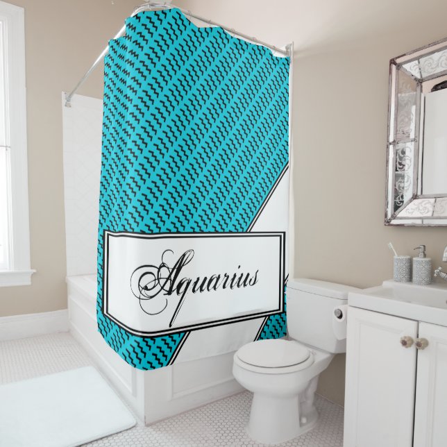 Aquarius Zodiac Symbol Standard by K Yoncich Shower Curtain (In Situ)