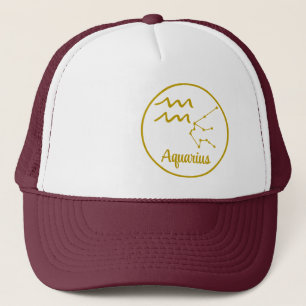 Aquarius Zodiac Symbol Star Sign Birthday Trucker Hat