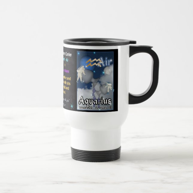 Aquarius Zodiac white travel Mug (Right)