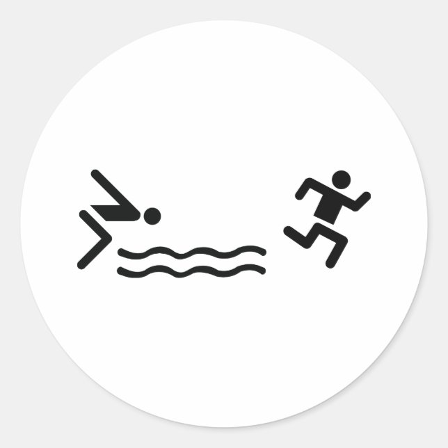 aquathlon black icon classic round sticker (Front)