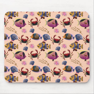 Aquatic animals pattern   ocean underwater life 10 mouse pad