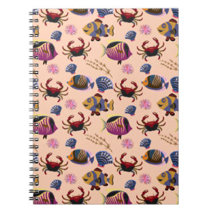 Aquatic animals pattern   ocean underwater life 10 notebook