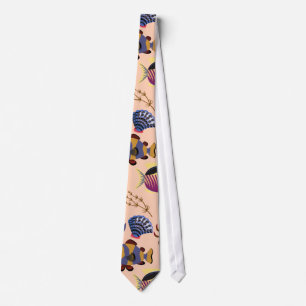Aquatic animals pattern ocean underwater life 10 tie