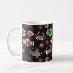 Aquatic animals pattern ocean underwater life 12 coffee mug