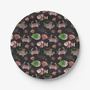 Aquatic animals pattern   ocean underwater life 12 paper plate