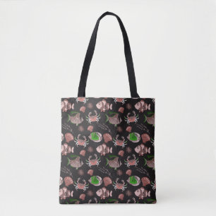 Aquatic animals pattern   ocean underwater life 12 tote bag