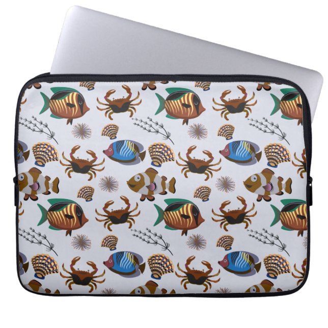 Aquatic animals pattern | ocean underwater life 14 laptop sleeve (Front)