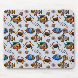 Aquatic animals pattern   ocean underwater life 14 mouse pad