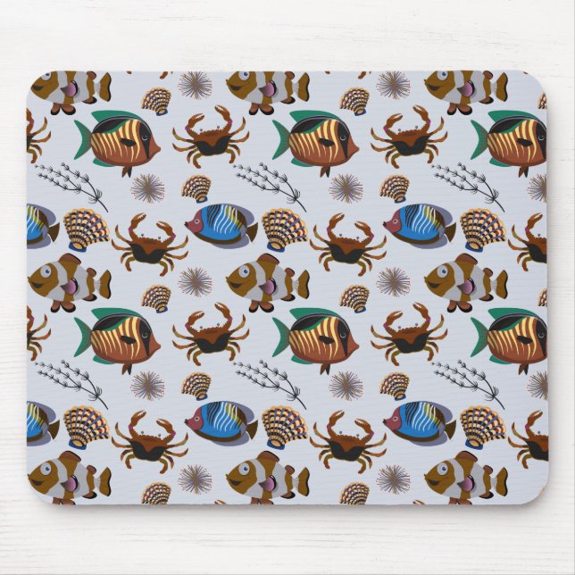 Aquatic animals pattern | ocean underwater life 14 mouse pad (Front)