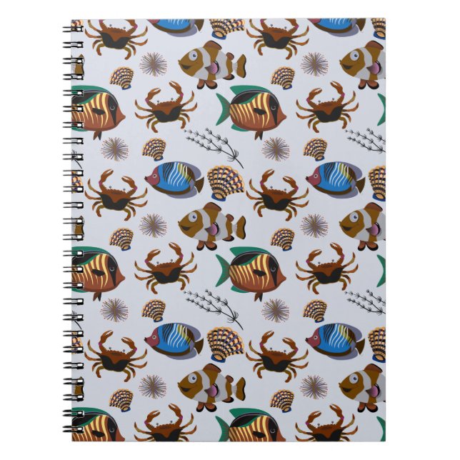 Aquatic animals pattern | ocean underwater life 14 notebook (Front)