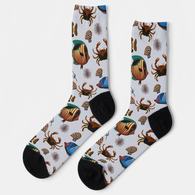 Aquatic animals pattern | ocean underwater life 14 socks (Left)