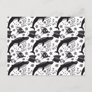 Aquatic animals pattern   ocean underwater life 16 postcard