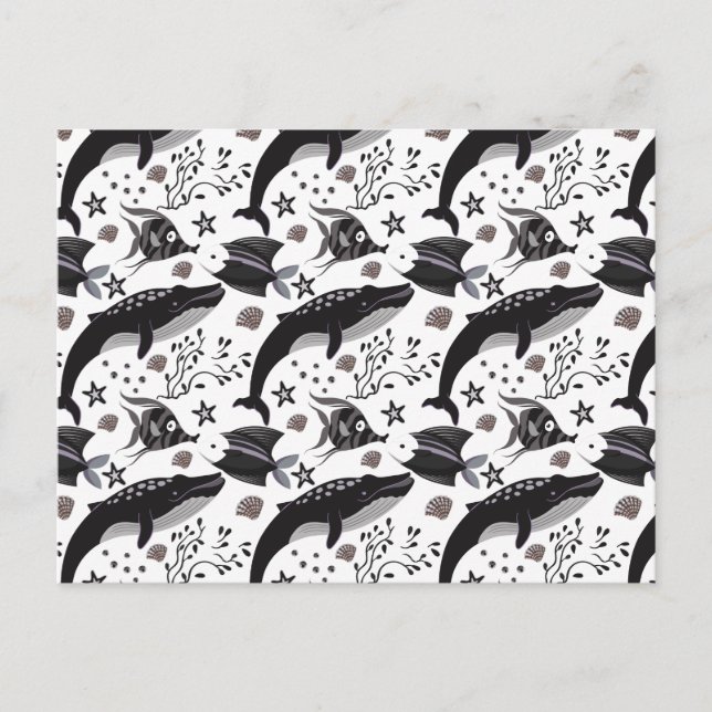 Aquatic animals pattern | ocean underwater life 16 postcard (Front)