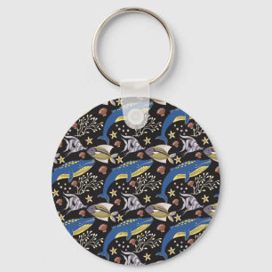 Aquatic animals pattern ocean underwater life 17 key ring