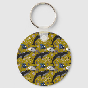 Aquatic animals pattern   ocean underwater life 18 key ring
