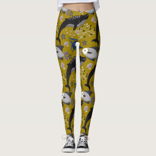 Aquatic animals pattern ocean underwater life 18 leggings