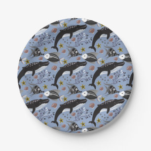 Aquatic animals pattern   ocean underwater life 19 paper plate