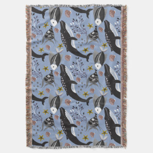 Aquatic animals pattern ocean underwater life 19 throw blanket