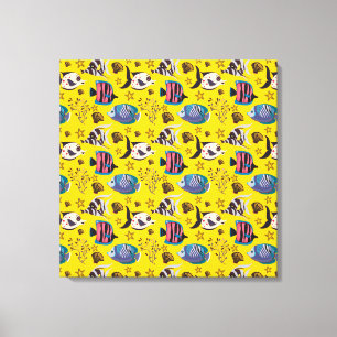 Aquatic animals pattern   ocean underwater life 1 canvas print