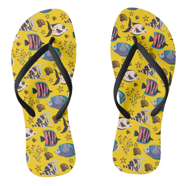 Aquatic animals pattern | ocean underwater life 1 jandals (Footbed)