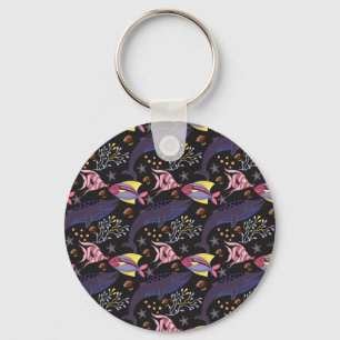 Aquatic animals pattern   ocean underwater life 21 key ring