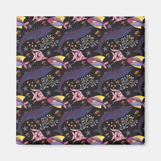 Aquatic animals pattern | ocean underwater life 21 magnet (Front)
