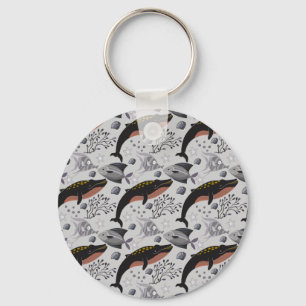 Aquatic animals pattern   ocean underwater life 22 key ring