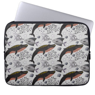 Aquatic animals pattern ocean underwater life 22 laptop sleeve