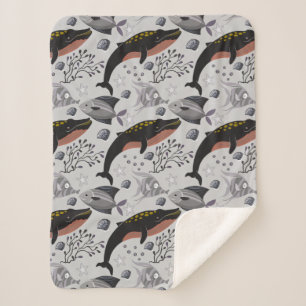 Aquatic animals pattern   ocean underwater life 22 sherpa blanket