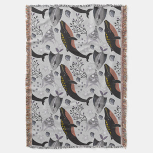 Aquatic animals pattern   ocean underwater life 22 throw blanket