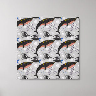 Aquatic animals pattern   ocean underwater life 23 canvas print