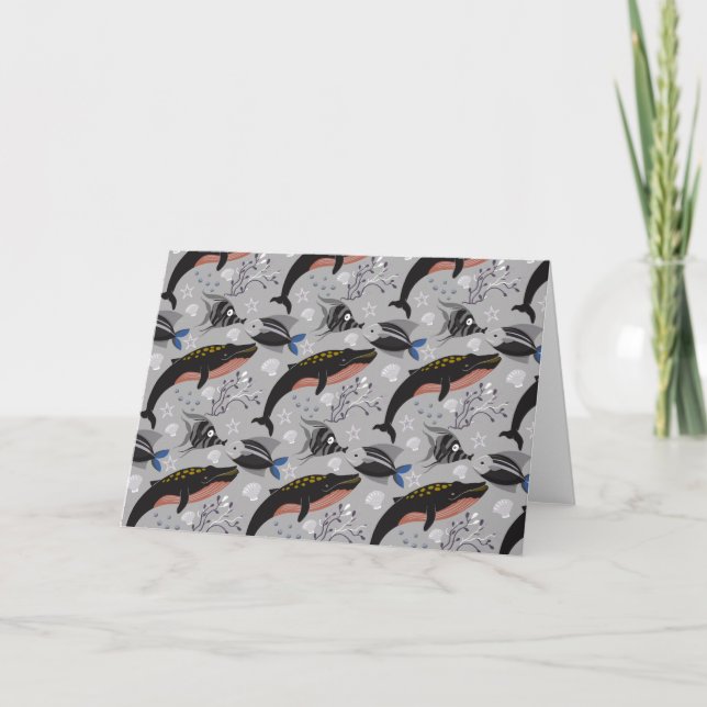 Aquatic animals pattern | ocean underwater life 23 card (Front)