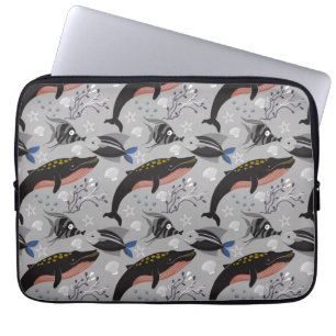 Aquatic animals pattern   ocean underwater life 23 laptop sleeve