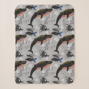Aquatic animals pattern   ocean underwater life 23 sherpa blanket