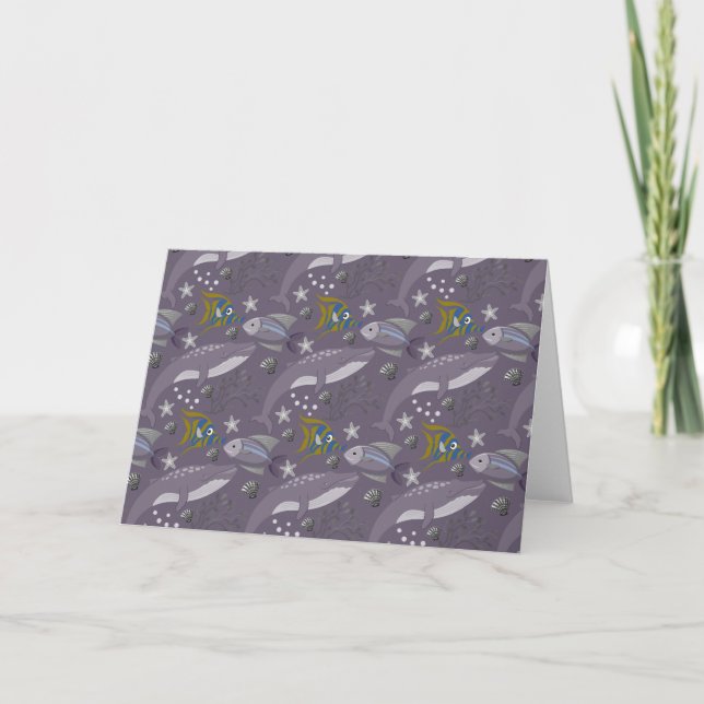 Aquatic animals pattern | ocean underwater life 24 card (Front)
