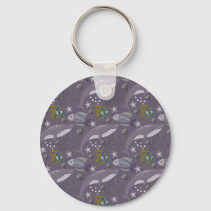 Aquatic animals pattern ocean underwater life 24 key ring