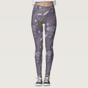 Aquatic animals pattern ocean underwater life 24 leggings