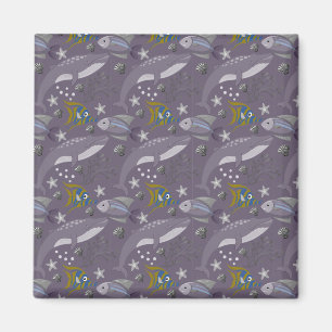 Aquatic animals pattern ocean underwater life 24 magnet