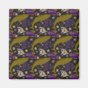 Aquatic animals pattern ocean underwater life 25 magnet