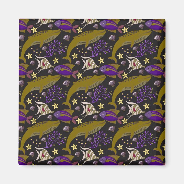 Aquatic animals pattern | ocean underwater life 25 magnet (Front)