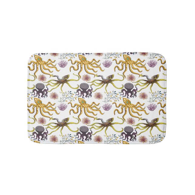 Aquatic animals pattern | ocean underwater life 26 bath mat (Front)
