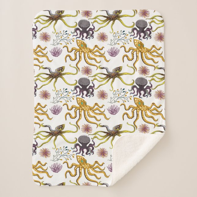 Aquatic animals pattern | ocean underwater life 26 sherpa blanket (Front)