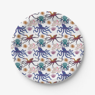 Aquatic animals pattern   ocean underwater life 27 paper plate
