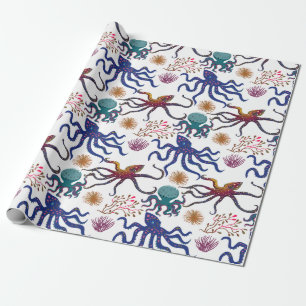 Aquatic animals pattern ocean underwater life 27 wrapping paper