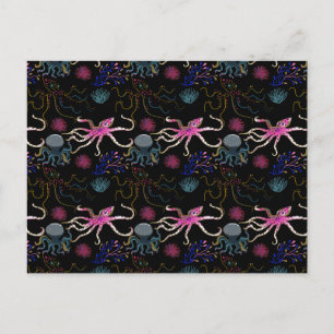Aquatic animals pattern   ocean underwater life 28 postcard