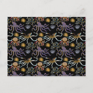 Aquatic animals pattern   ocean underwater life 29 postcard