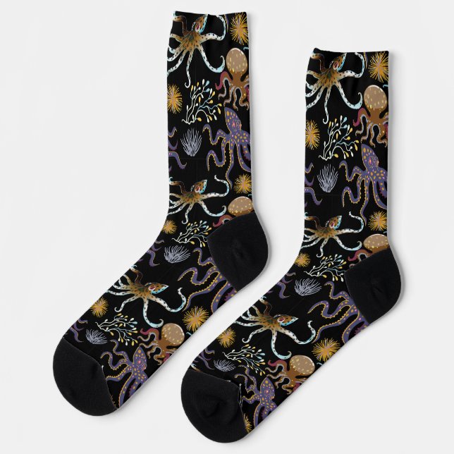 Aquatic animals pattern | ocean underwater life 29 socks (Left)