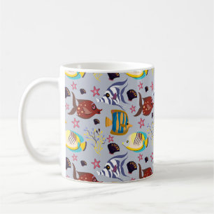 Aquatic animals pattern ocean underwater life 2 coffee mug