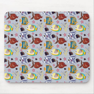 Aquatic animals pattern   ocean underwater life 2 mouse pad