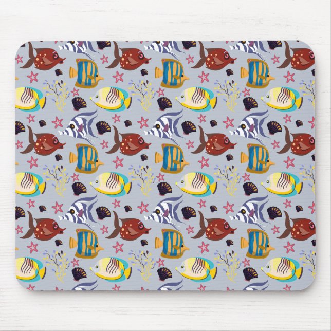 Aquatic animals pattern | ocean underwater life 2 mouse pad (Front)